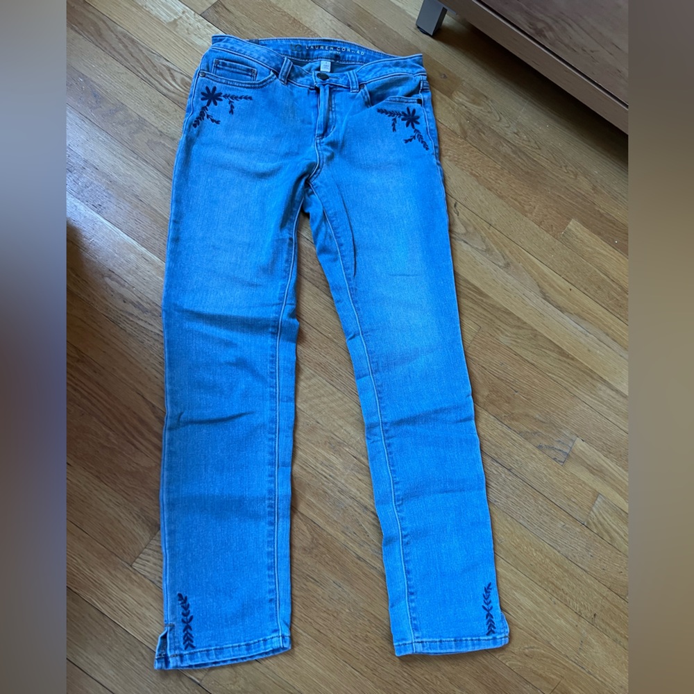 Lauren Conrad Embroidered Cropped Jeans